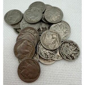 Lot of 25 Buffalo Nickels Visible Dates US Mint 5 Cent Coins Vintage Bulk S151